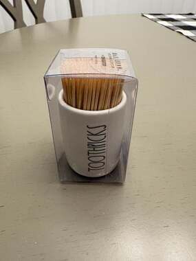 Rae Dunn Toothpicks Ceramic Toothpick Holder White New in Box